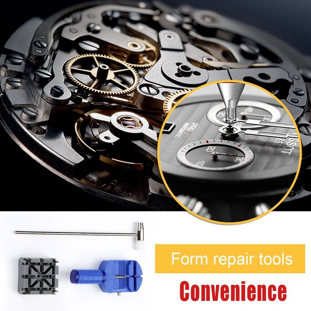 11pcs/set Watch Repairing Tools Kit Durable Watch Belt Holder Pin Punches Hammer Set Household Watch Maker Tools Kit