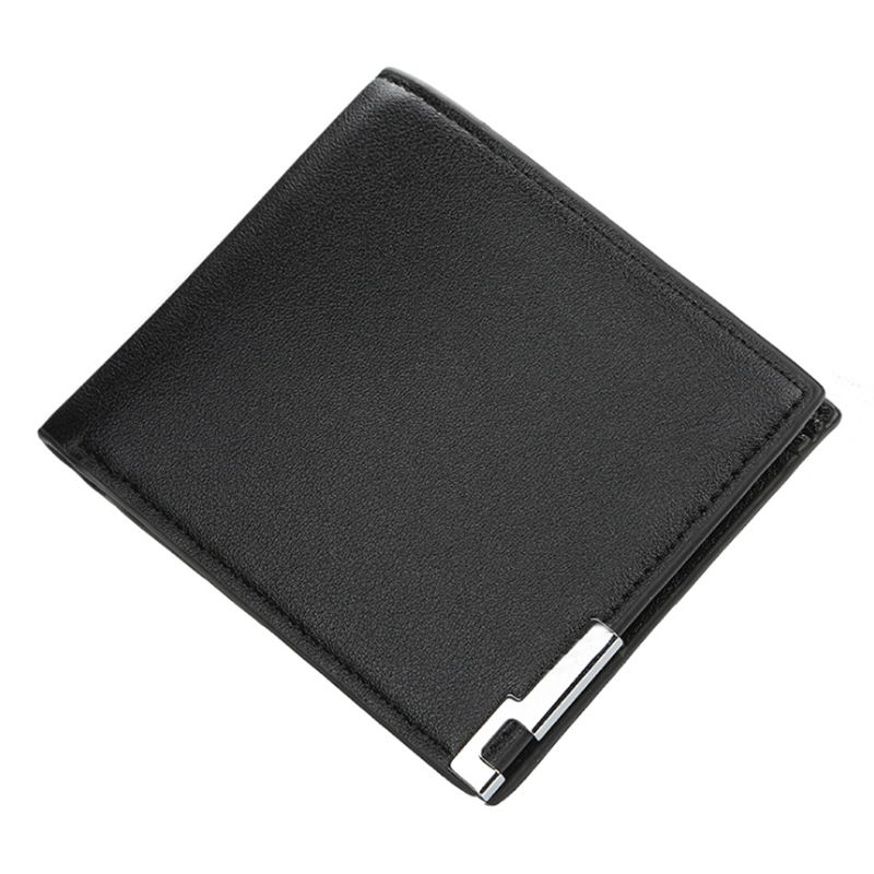 Mens lässig Brieftaschen Pu Leder Kurze Brieftasche Männer Kreditkarte Halfter Masculina Billetera hombre Portafoglio Uomo Porte Dünne Geldbörse: 02Schwarz