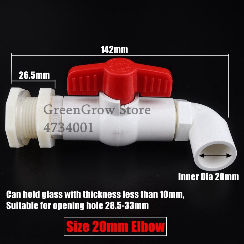 1pc 20 25 32mm 1/2"~1" PVC Water Tank Connectors Aquarium Fish Tank Drainage Intake/Drain Composite Joint ABS Connector DIY Tool: Size 20mm Elbow
