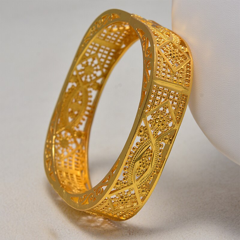 Dubai Goud Kleur Mannen Vrouwen Armband Vacuüm Gouden Kleur & Koper Brede Bangle voor Vrouwen Hand Chain Sieraden Ethiopische/ arabNigeria