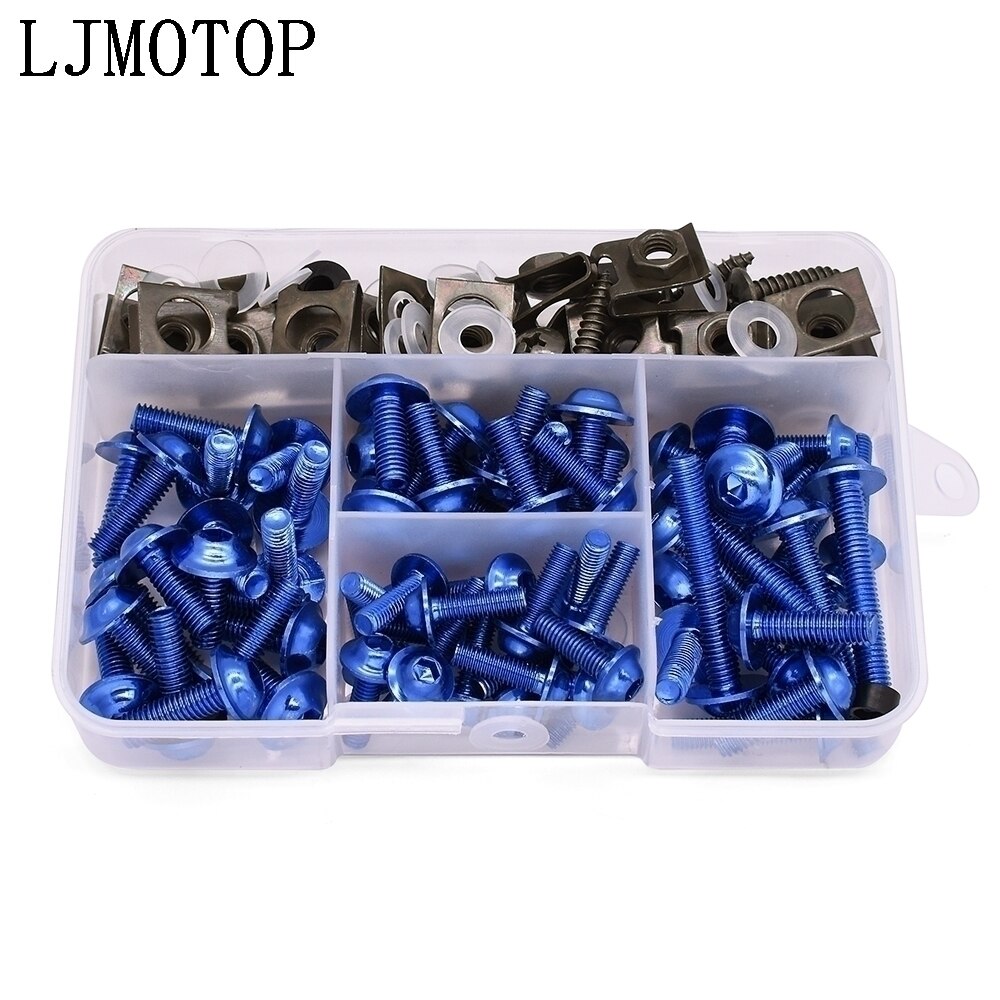 Aluminum Motorcycle Fairing Screws Nuts Kit Moto Body Work Bolts Screw For Yamaha YZF R120 R1 R3 R25 R6 600R FZR 600 MT07 MT09: Blue