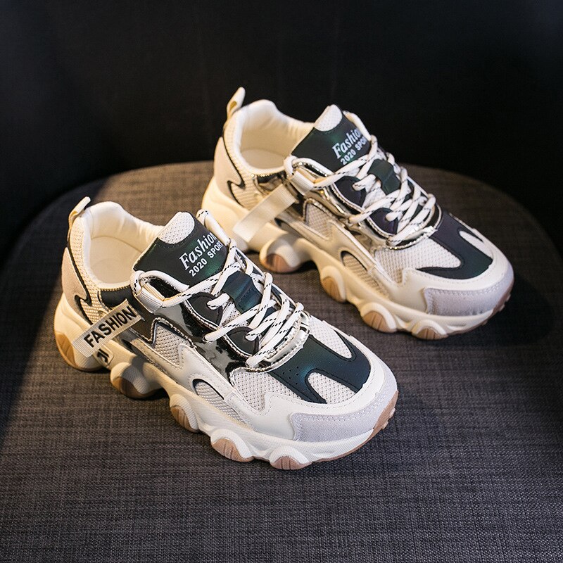 Mustat tennarit naisten kengät chaussure femme kevätlenkkarit naisten paksut tennarit hengittävä mukavuus tenis feminino: Beige / 40