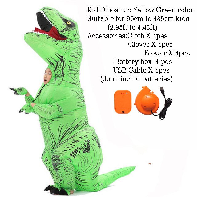 T-rex dinosaure oppustelige kostume maskot kostume deguisement halloween pour animaux cosplay dinosaure: Børne størrelse 12