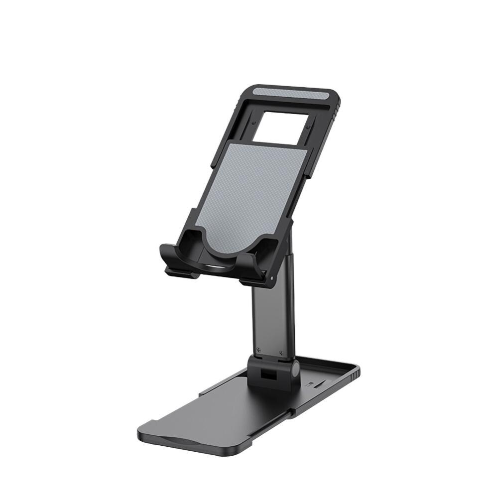 Ergonomic Collapsible Adjustable Metal Desktop Tablet Holder Table Cell Foldable Extend Support Desk Mobile Phone Holder Stand: Black