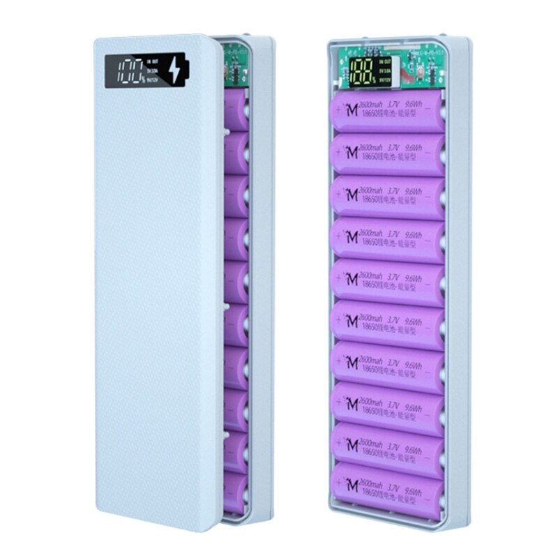 Afneembare QC3.0 Usb Lcd-scherm Diy 10X18650 Batterij Case Powerbank Shell Draagbare Externe Box Powerbank Protector