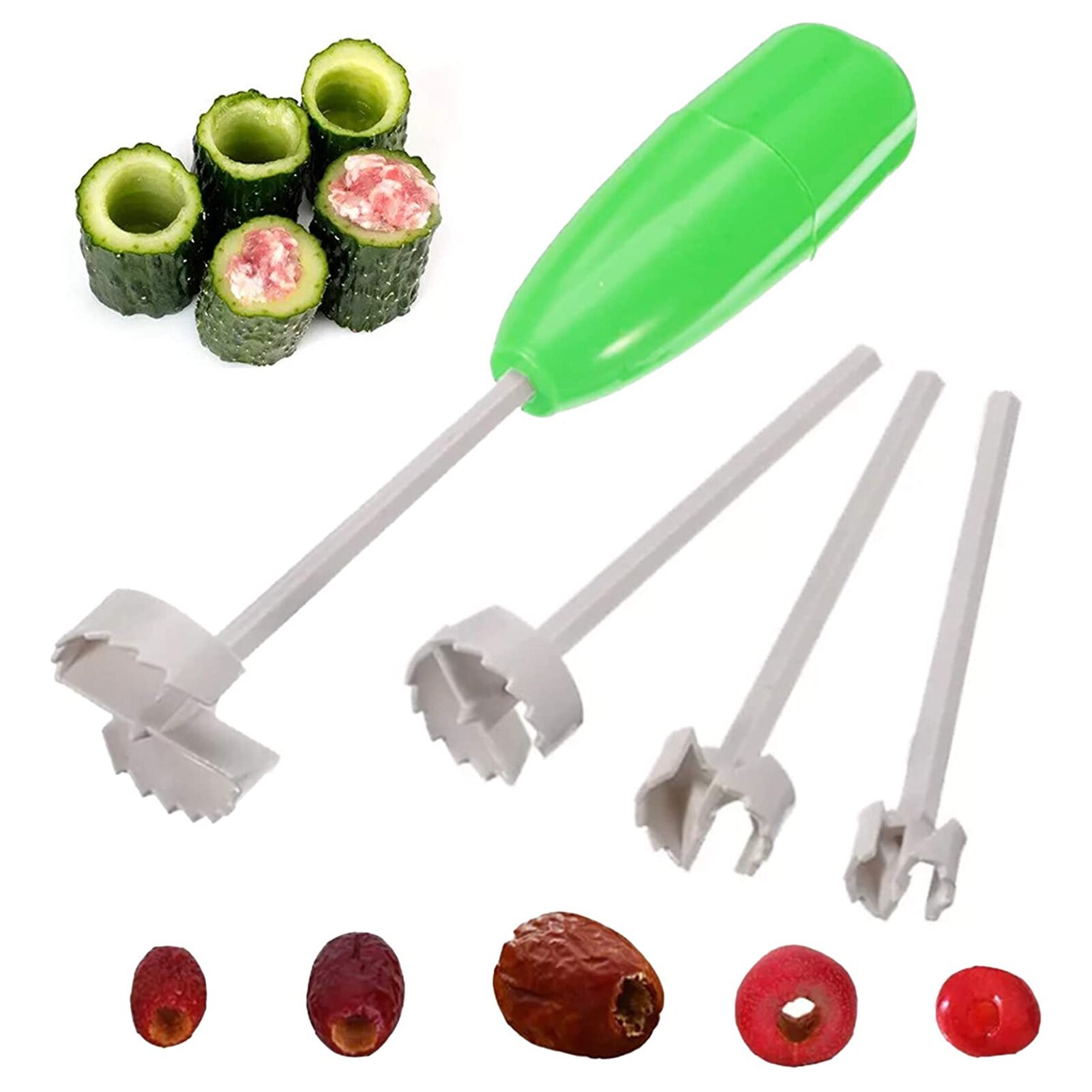 4pcs/set Vegetable Corer Spiral Cutter Digging Device Corer for Stuffed Vegetables Home Kitchen Tool LBE