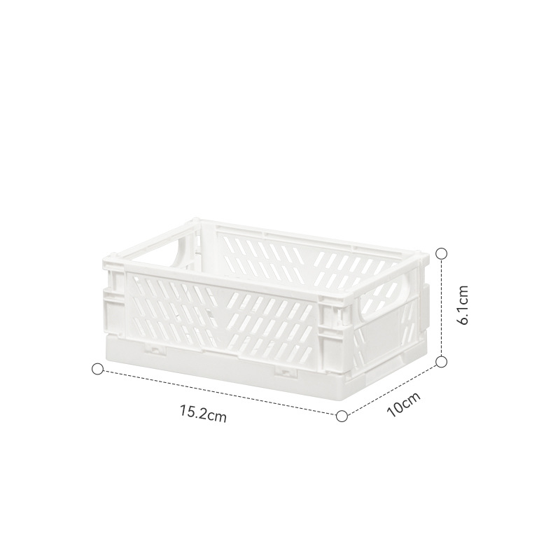 Cesta de almacenamiento plegable de escritorio Ins, caja de almacenamiento apilable de plástico para artículos diversos, juguete, aperitivos, organizador de escritorio Kawaii para estudiantes: Azul cielo