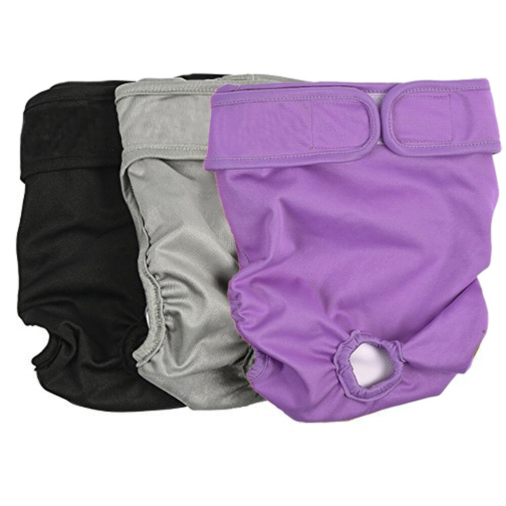 Tvättbara hundblöjor  (3- pack) med hållbara hundblöjor, förstklassiga blöjor för hanar och honor: Naturlig / Midja 7.9in-13.8in