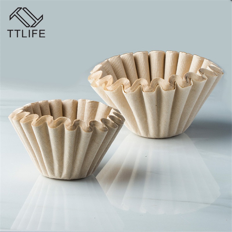 50 Uds cesta de papel de filtro para café para 1-4 tazas o 1-2 tazas marrón Natural sin blanquear Biodegradable para café por goteo para Barista