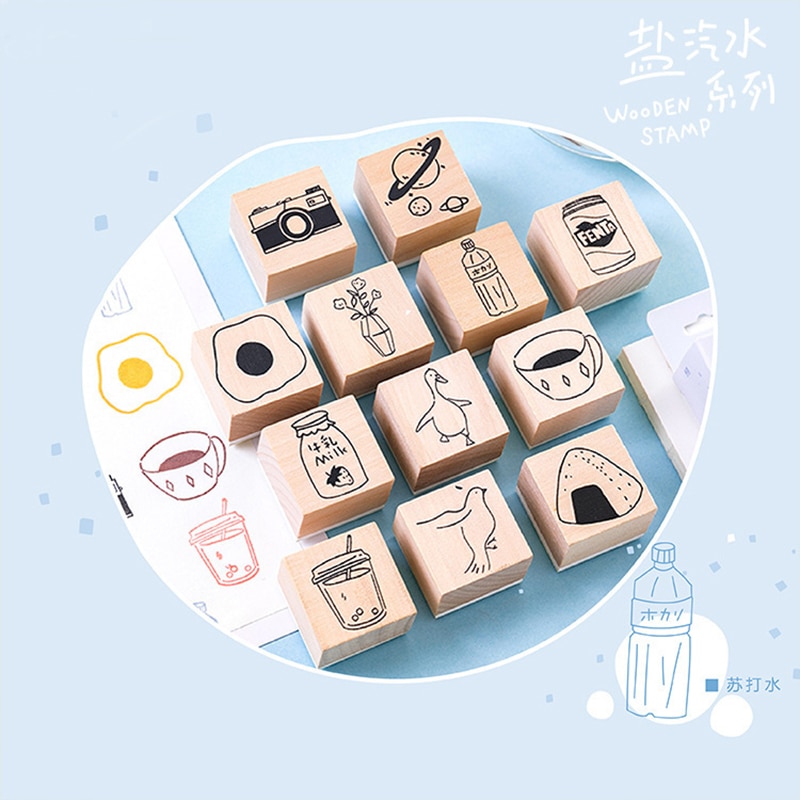 Vintage cute food Coffee plants stamp DIY wooden rubber stamps for scrapbooking stationery scrapbooking standard stamp 3x3cm