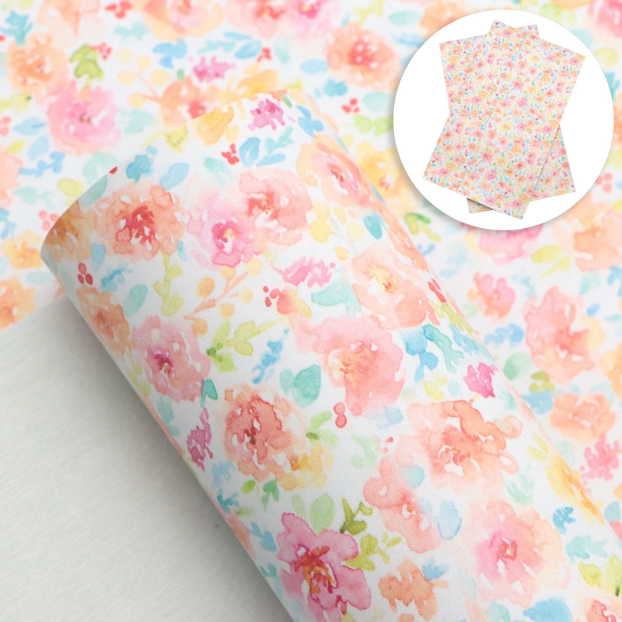 Gladde Textuur Faux Kunstleer Vel Bloemenprint Synthetisch Leer Stof Voor Bow Ambachten Diy Handgemaakte Materiaal, 1Yc20883: 1078647046 / Half Yard 50 X120cm