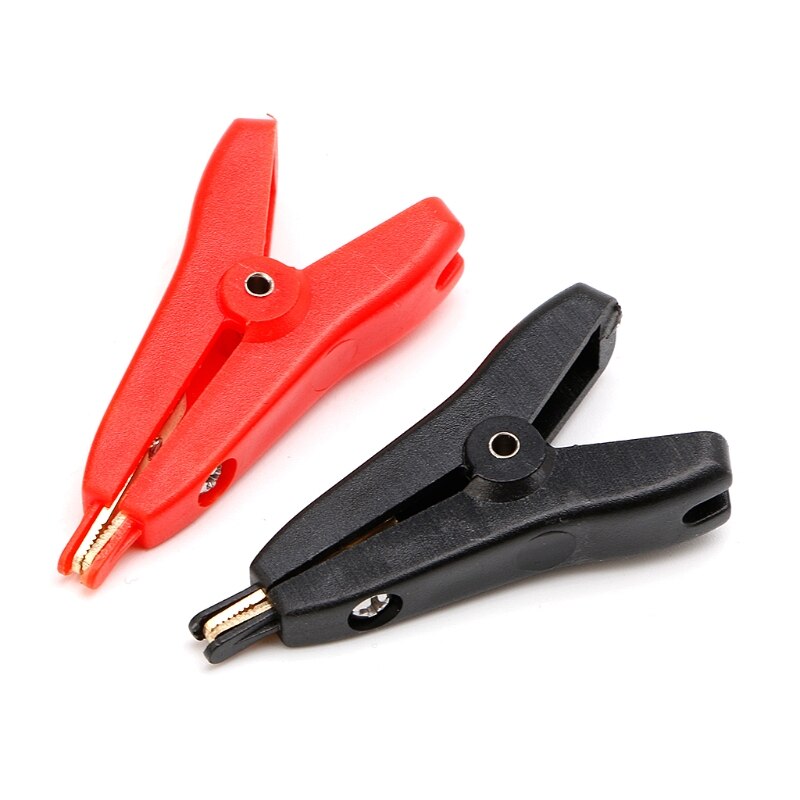 2Pcs Koper Verguld Twee-Level Test Clip Vier-Klem Lcr Kelvin Zwart + Rood