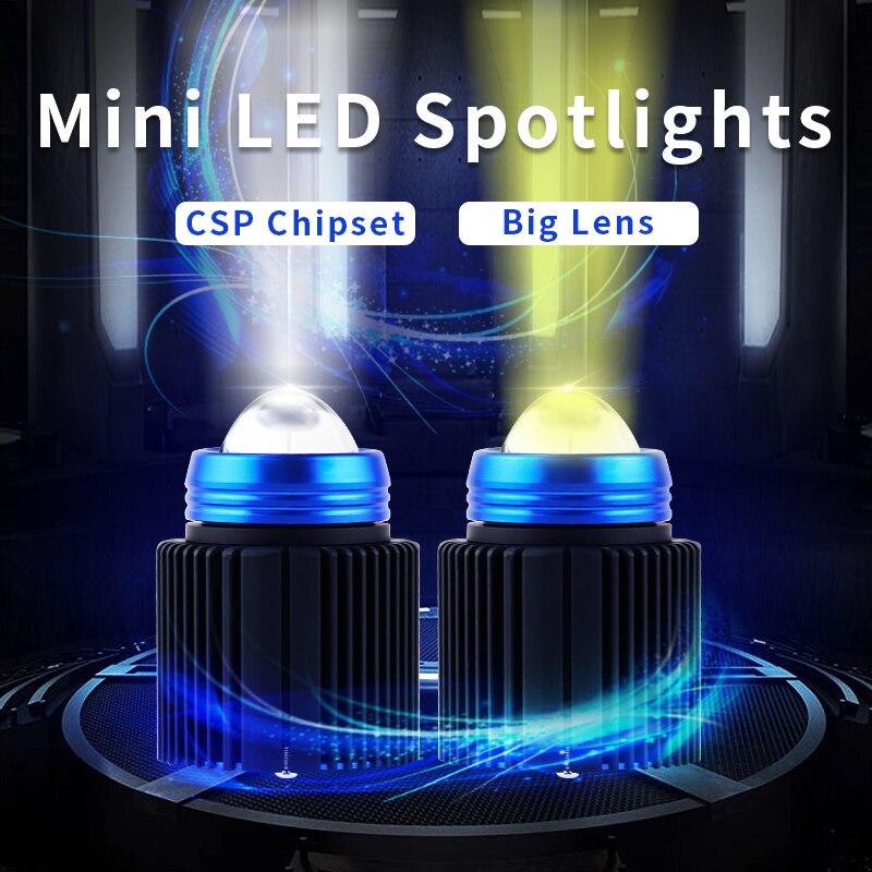 2 stk lastbil bil motorcykel universal offroad led arbejdslys projektor linse spotlight fjernlys hvid gul 4 x 4 scootere atv