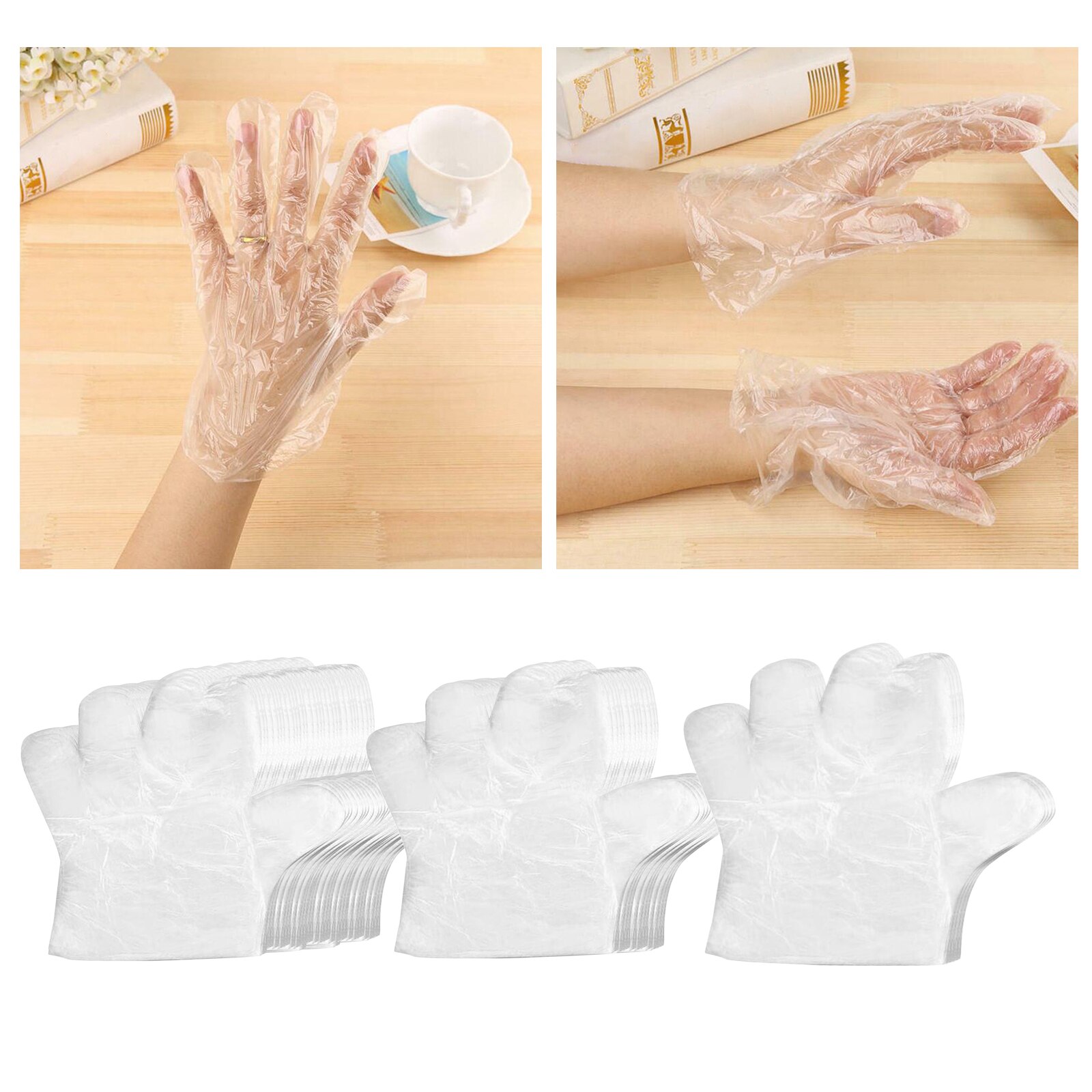 Disposable Clear Plastic Gloves Kitchen Cleaning Painting Hand Protection Gloves