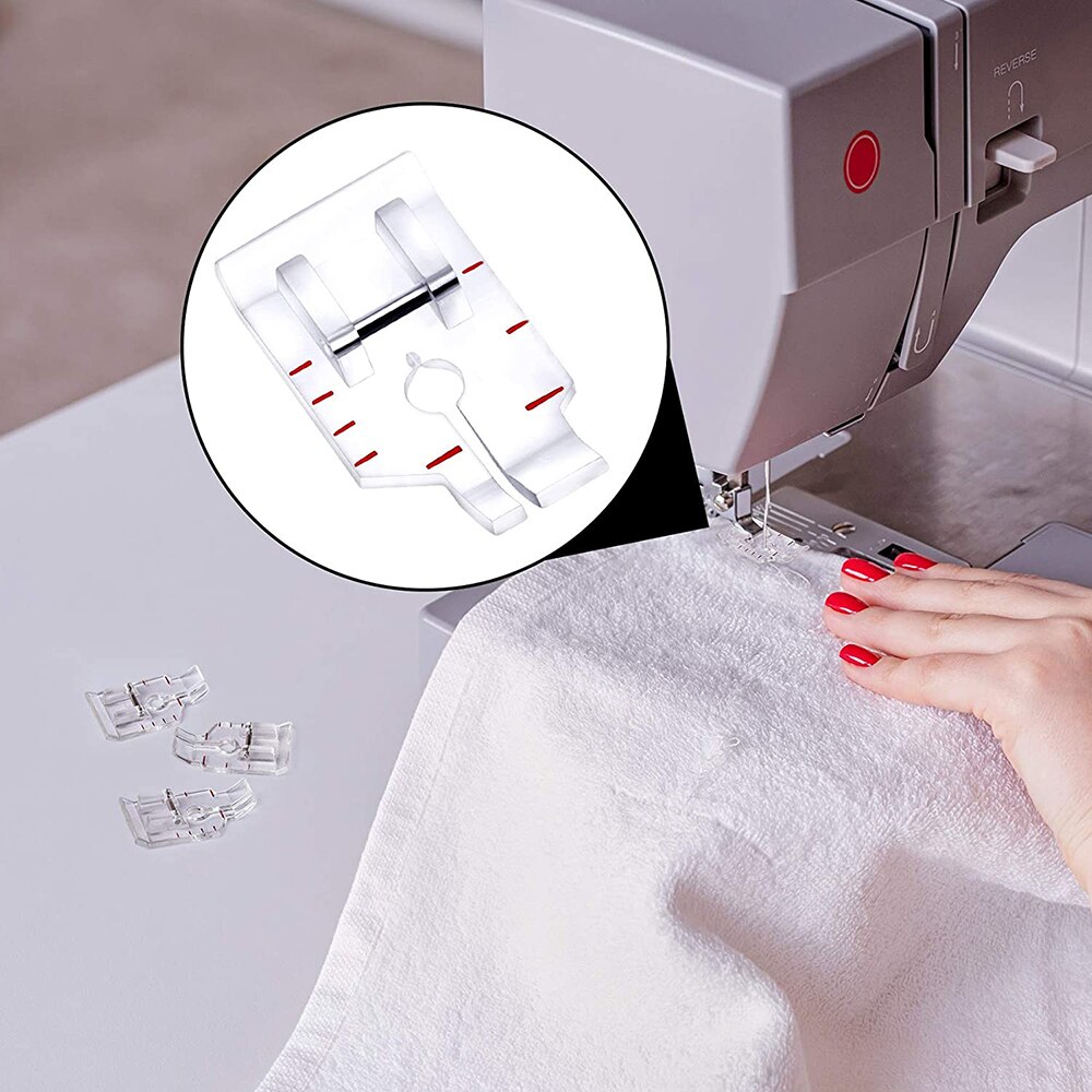 2Pcs 1/4" Quilting Presser Feet Sewing Machine Presser Foot Plastic Border Guide Presser Foot for Home Low Shank Sewing Machines