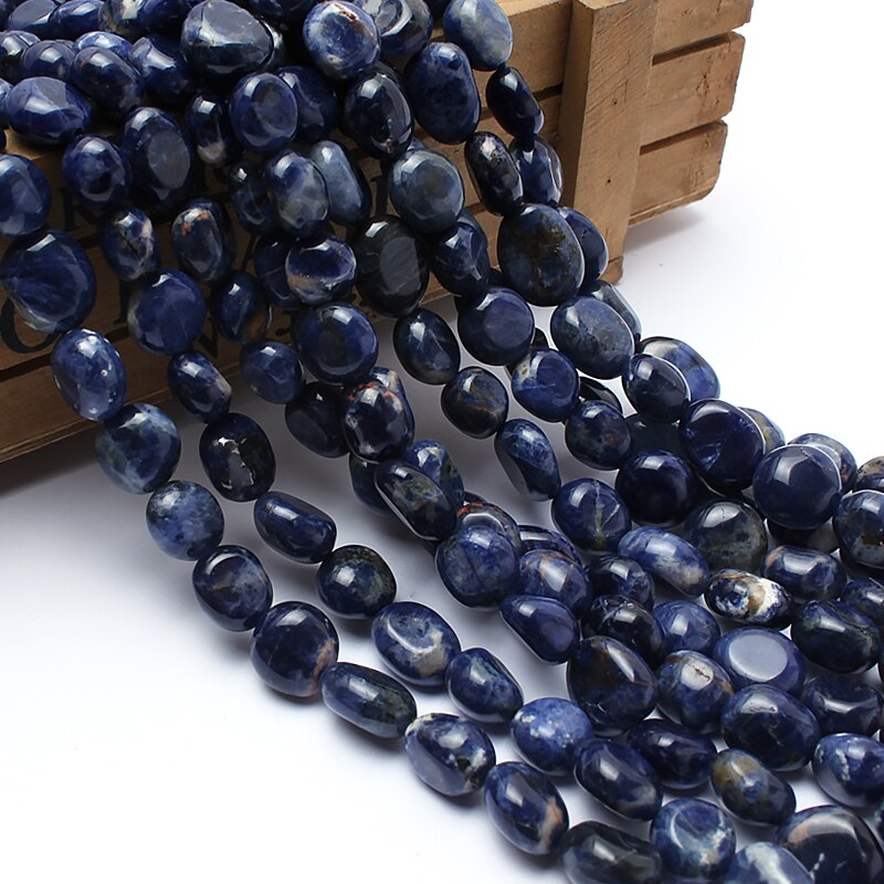 Natursten perler 8-10mm uregelmæssige gamle blå sodalit stenperler til smykkefremstilling armbånd halskæde 15 tommer