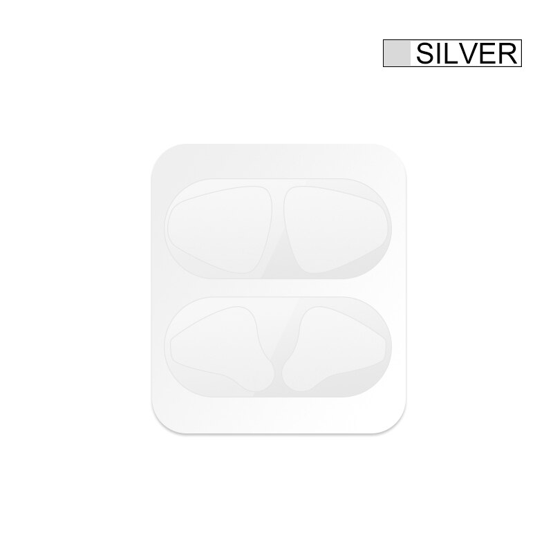 Pegatina de Metal a prueba de polvo para Airpods 1 2, pegatina protectora de piel para Airpods 1, caja de Carga de auriculares: Silver