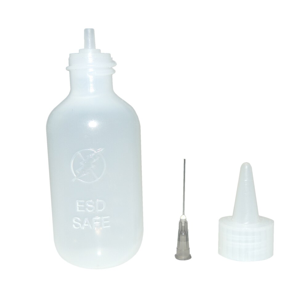 5pcs ESD Antistatische Flux Zachte Fles met Borstel Haar Lijm Plastic 50ml Flux Dispenser met Naalden Cap Flux fles Dispenser