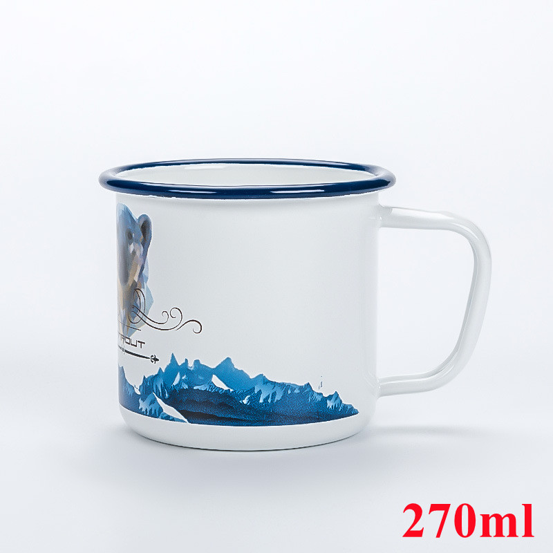 270ml Outdoor Camp Enamel Beer Mug Home Accommodation Wine Cup Coffee Thickers Mugs Family Juice Water Drinking Beverage Utensil