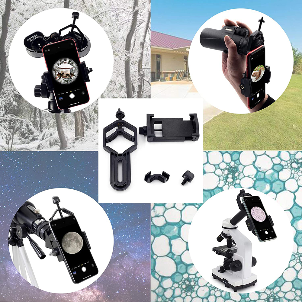 EYSDON Adaptador de fotografía universal para teléfono inteligente Soporte de plástico ajustable de 22-45 mm para telescopio, binoculares, monocular, microscopio