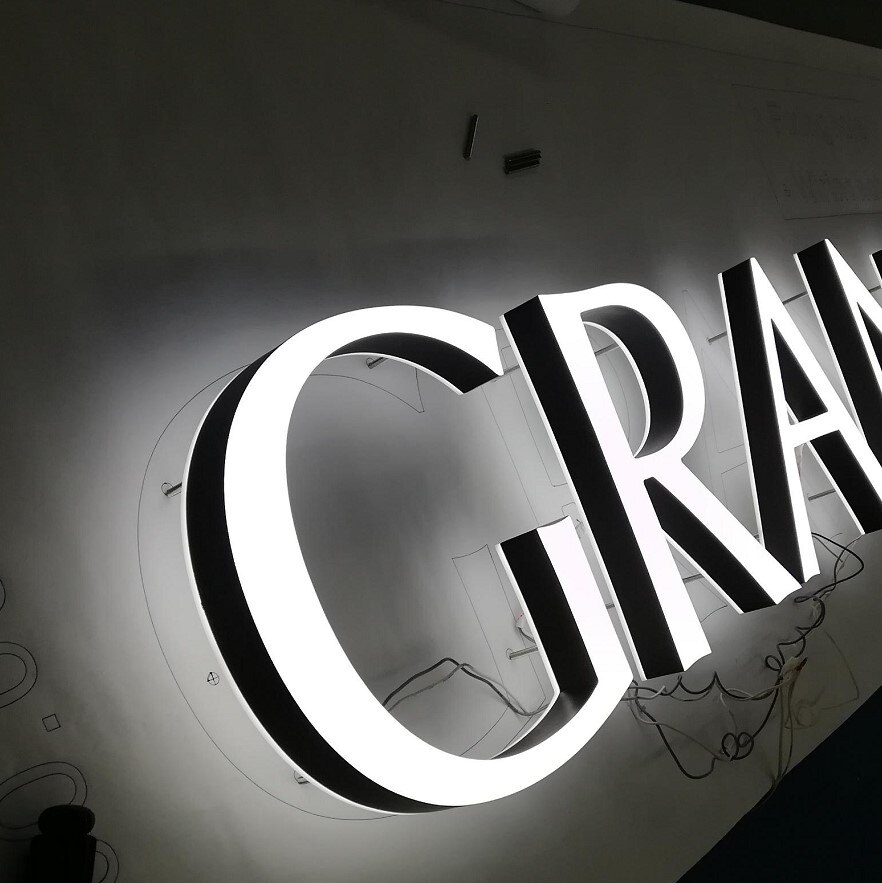 Wall mounted front and back lit acrylic signage waterproof face and halo lit light for party