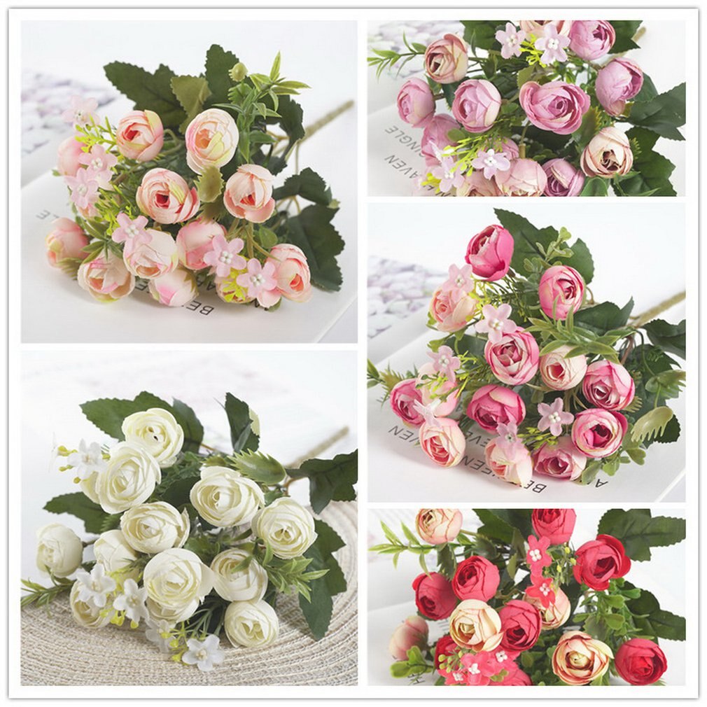 Artificial Rose Flower Ball Fabric Plastic Simulation Flower Centerpiece For Wedding Decor Road Lead Table Flower Bouquet DIY