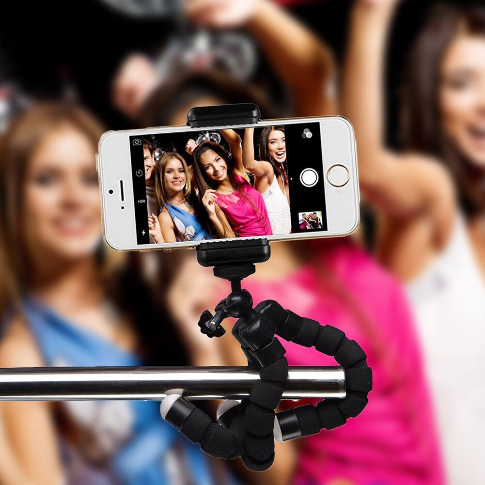 Flexibele Spons Octopus Mini Statief Monopod met Bluetooth Remote Shutter voor IPhone Mini Camera Statief Telefoon Houder Clip Stand