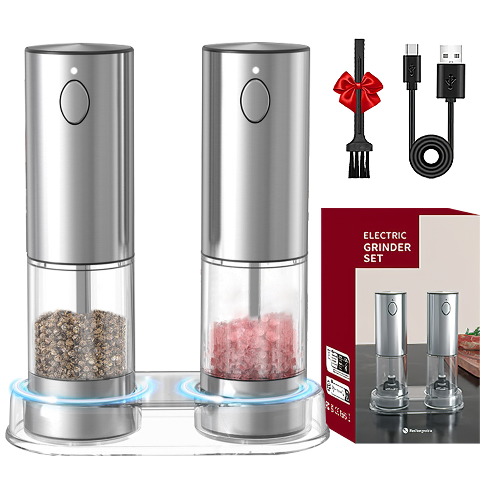 Elektrische Automatische Molen Peper en Zout Grinder LED Licht Peper Spice Graan Mills Porselein Slijpen Core Mill Keuken Gereedschap (2