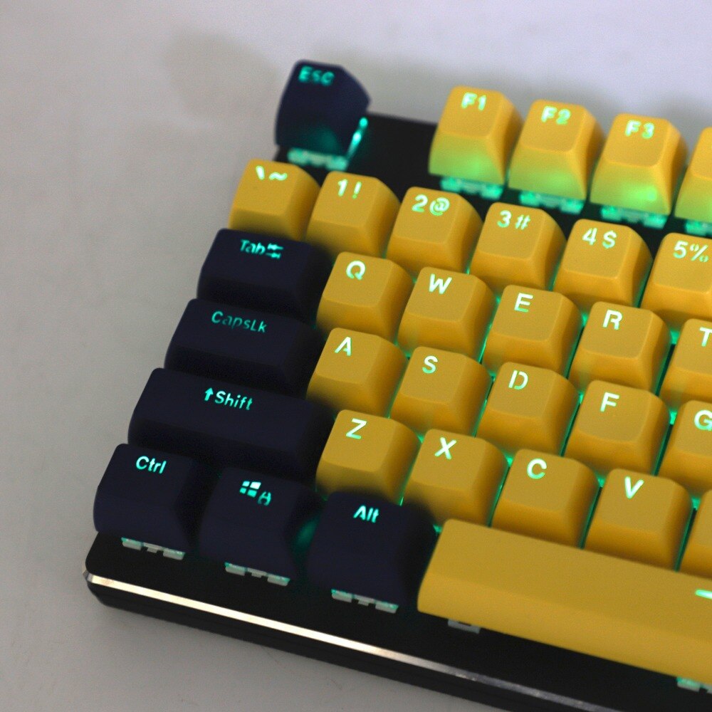 104 Key SA Profile Double Shot Shine Through Dolch PBT Ball Shape Keycaps Suitable For Standard MX Switches 104 87 61: Blue Yellow
