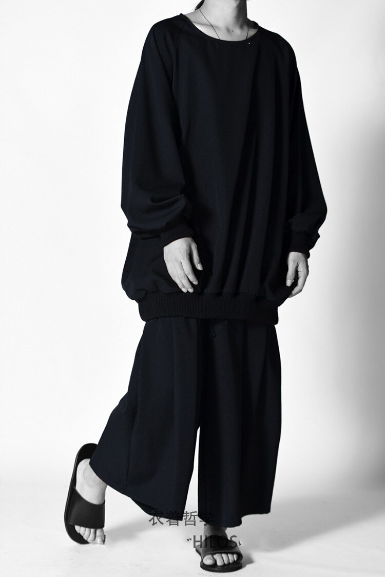 Jupe-pantalon plissée à jambes larges pour homme, pantalon décontracté, ample