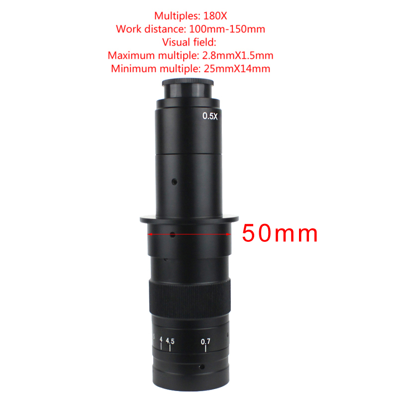 Adjustable Magnification 100X 130X 180X 200X 300X 360X 500X Zoom C Mount Lens For HDMI VGA USB Industry Video Microscope Camera: Brown