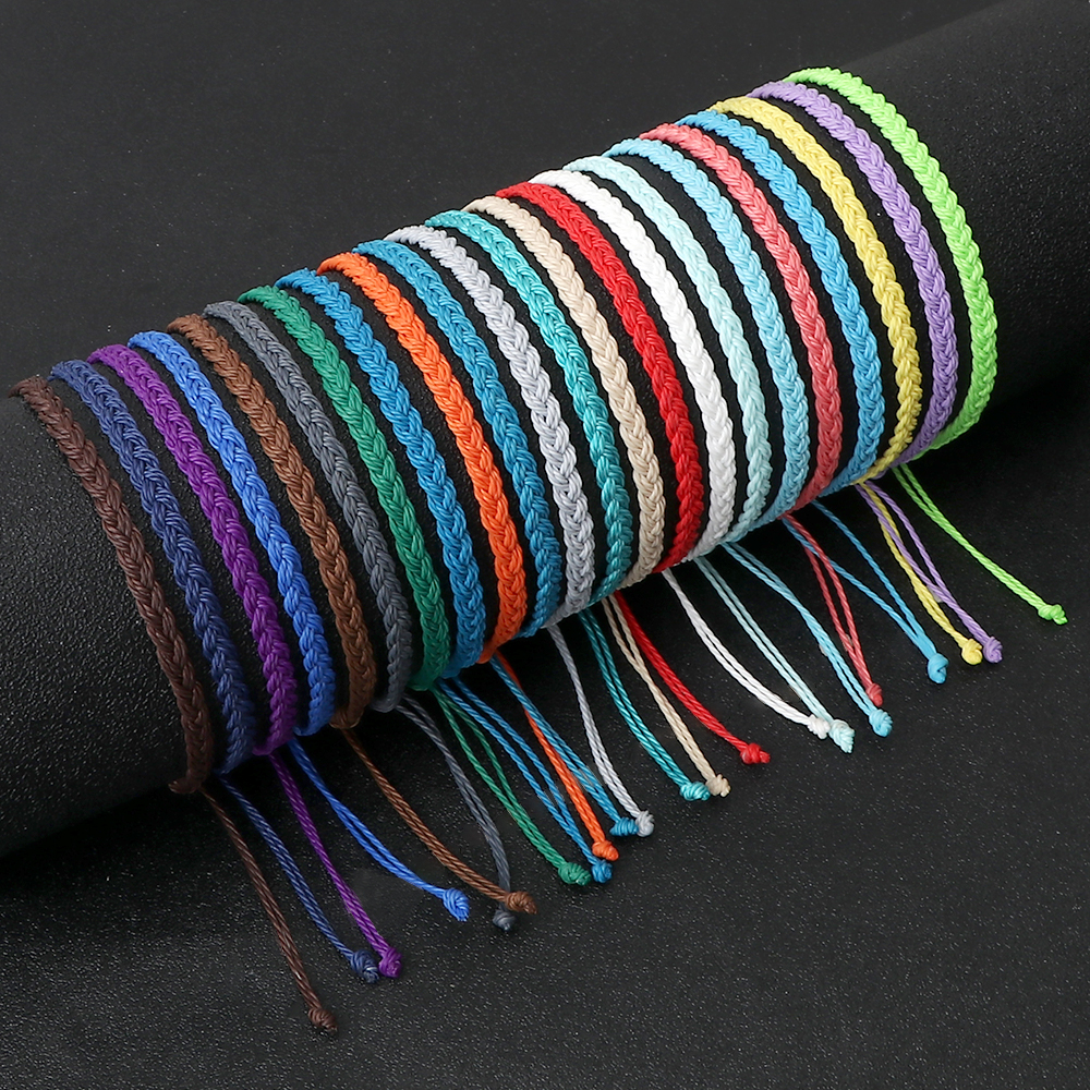 Pulsera de hilo de cera impermeable ajustable para mujeres y hombres, pulsera budista tibetana tejida hecha a mano, joyería de oración de la suerte de la amistad