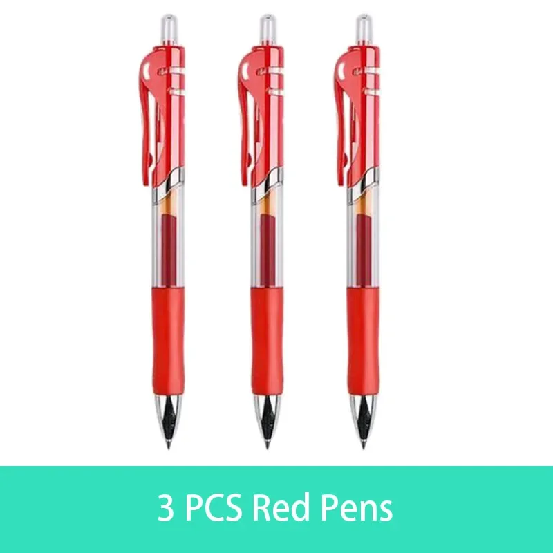 Roise Retractable Gel Pens Set Black/Red/Blue Ink Ballpoint for Writing Refills Office Accessories School Supplies Stationery: Pink