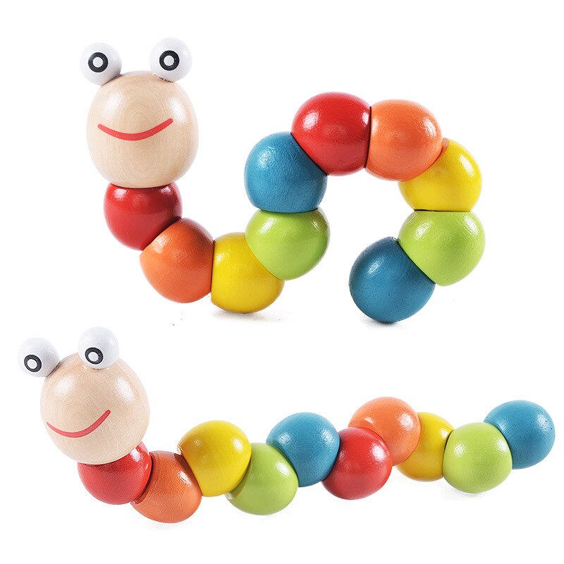 1Stck Holz Bunte verdrehte Insekt Spielzeug Nette Karikatur Baby Insekt Spielzeug FrüHenne Bildung für Baby freundlicher