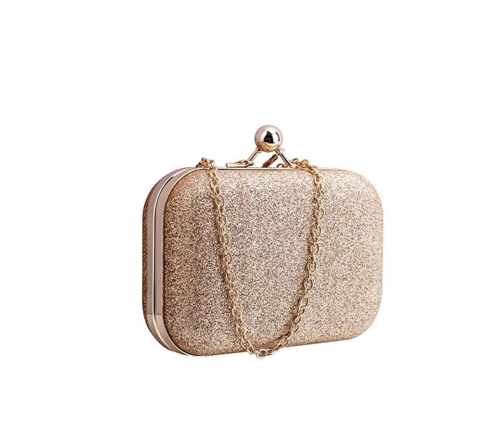 Dames Ball Ronde Hoofd Mini Pailletten Diner Chain Bag Luxe Vrouwen Hasp Handtas Mode Koppelingen Pack/E: Goud