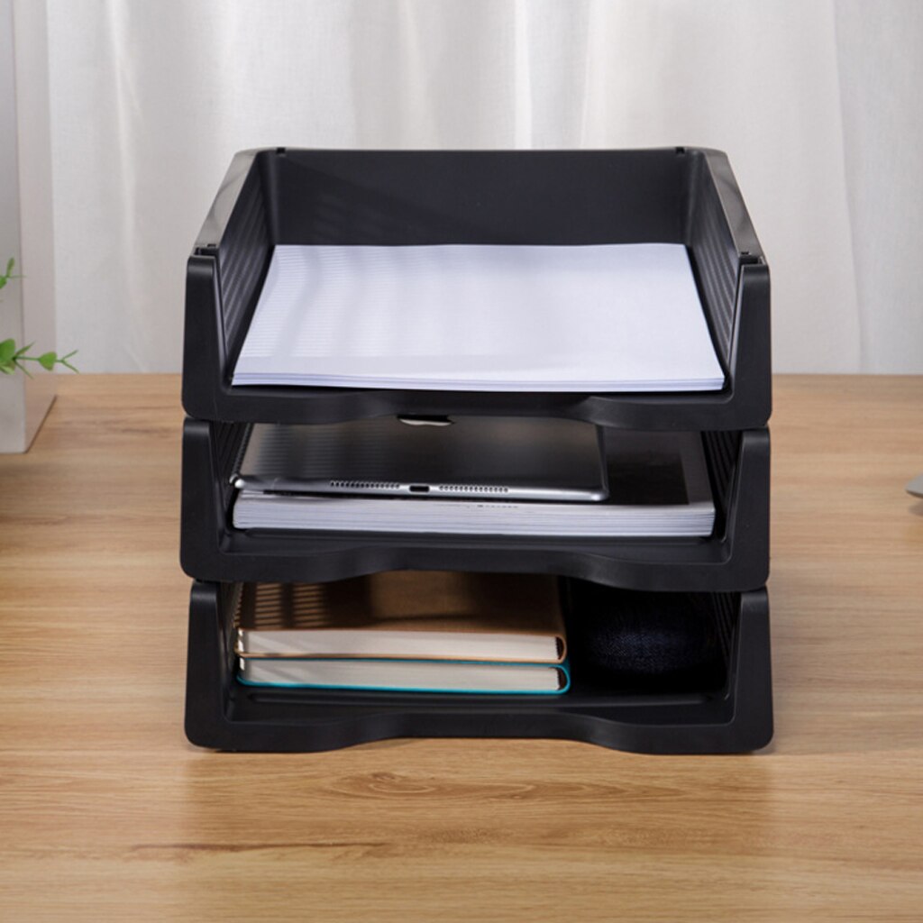 Acrylic Side Load Stackable A4 Paper Tray Organizer Folders Storage