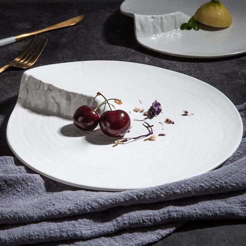 2 størrelse service keramisk fad tallerken uregelmæssigt porcelæn køkkenbord moderne europæisk dekorativ dessert bøf bakke