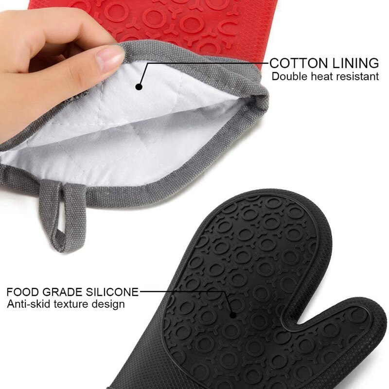 2 Stuks Roze Oven Handschoenen Siliconen Ovenwanten Hittebestendig Koken Handschoenen Bakken Magnetron Handschoenen