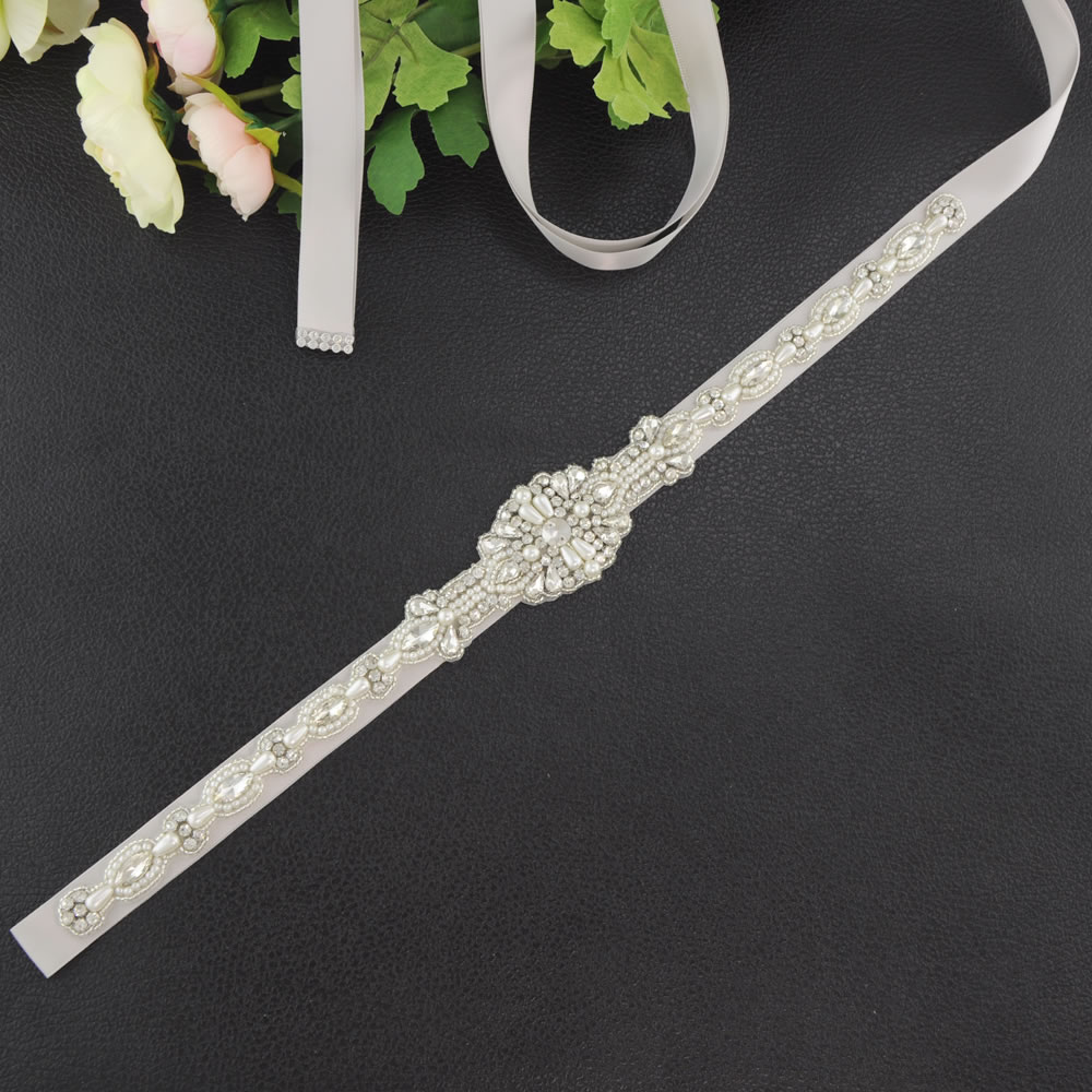 Ceintuur voor trouwjurk riemen voor bruidsjurk dunne taille riem zilveren riem trouwjurk ceintuur bruidsgordels: Grijs