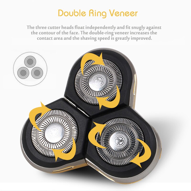 Multifuncional barbeador elétrico usb lavável 3d flutuante cabeça polonês 3 lâmina aparador de pêlos máquina barbear recarregável