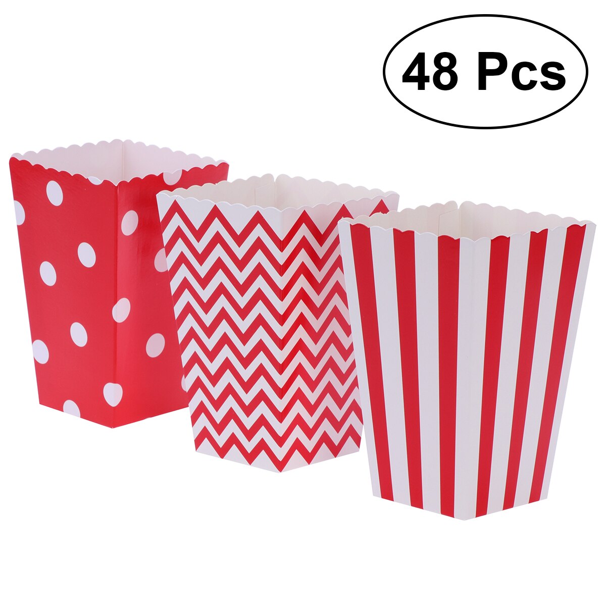 48Pcs Popcorn Kartonnen Papier Popcorn Dozen Zakken Popcorn Box Party Gunsten Supplies Decoratieve Servies Voor Verjaardag Baby Shower: red mixed pattern