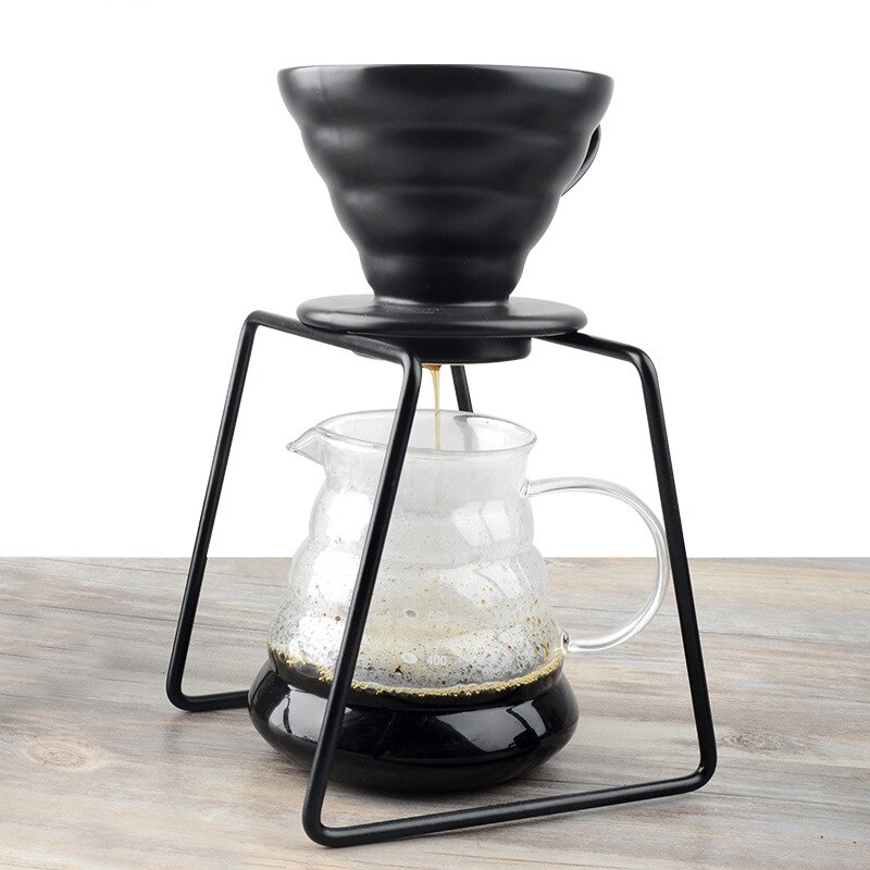 Kaffe rustfrit stål filter kopholder  v60 drop filterpapir filter sæt espresso stabilt metalstativ med skridsikker måtte