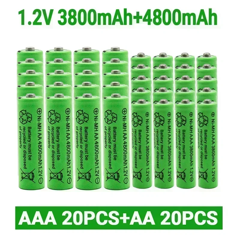 Batterie ricaricabili NI-MH da 1,2 V AA 4800 mAh + batteria ricaricabile NI-MH da 1,2 V AAA 3800 MAh: Cielo Blu
