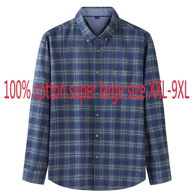 Tykke høst herre rutete fritidsskjorter med lange armer flanell pluss størrelse 2 xl 3 xl 4 xl 5 xl 6 xl 7 xl 8 xl 10xl