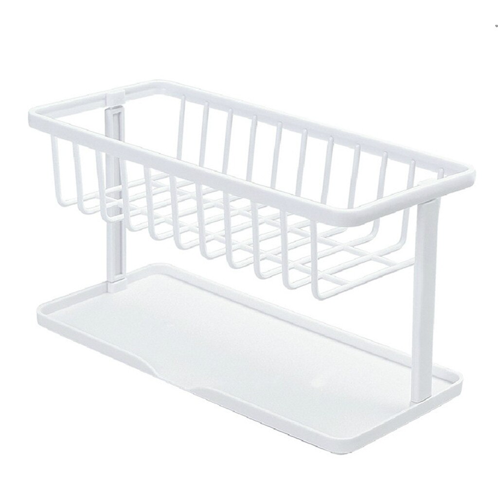 Egouttoir vaisselle evier porte-éponge crochets sur le mur organisateur d'angle salle de bain Caddy étagère cuisine rangement support étagères: White 