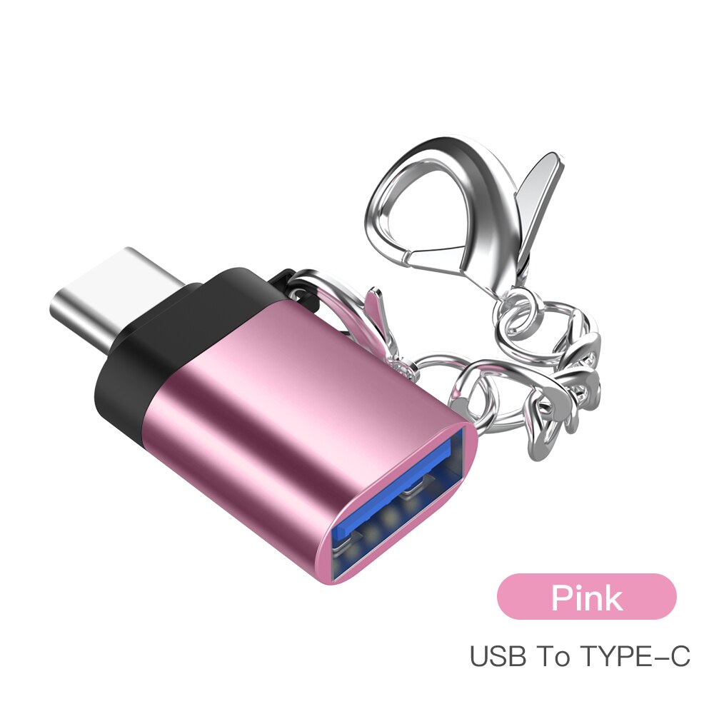 Adaptateur micro usb type-c 3.0 OTG, convertisseur de données de Charge, pour Samsung S9 S8 Huawei P20 Pro Macbook: Iron chain pink