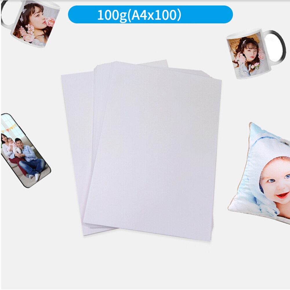 100Pcs A4 Iron On Heat Transfer Paper Press Kit For Light T-shirt Inkjet Print