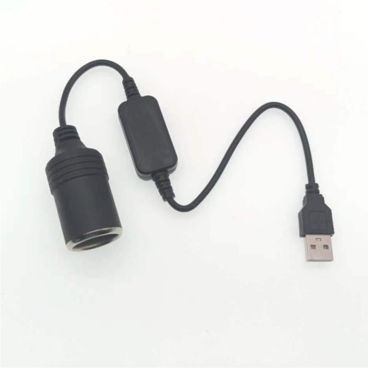 Prise allume-cigare Laguna mâle vers femelle, adaptateur convertisseur, accessoires électroniques de voiture, pipeline USB vers 12V, 1PC: Black