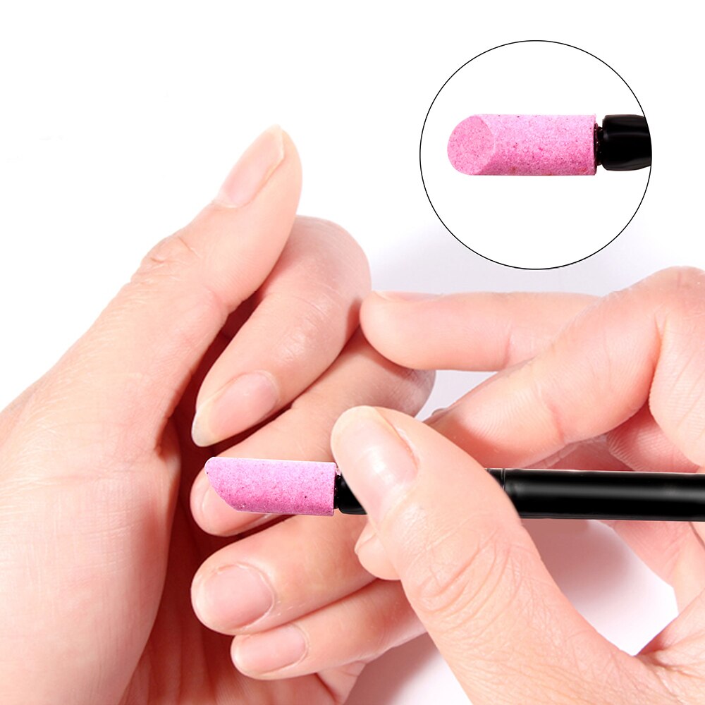 Black Quartz Scrubs Stone Cuticle Stick Pen Nail Cuticle Remover Manicure Care Nail Art Tools Dead Skin Remover Cuticle Pusher