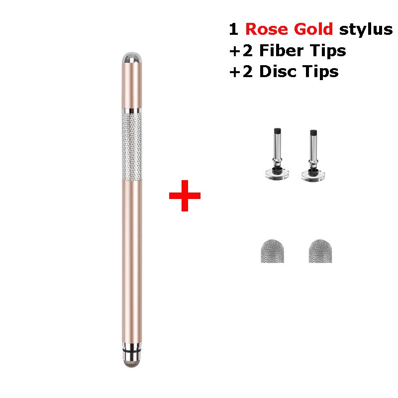 2in1 Stylus Pen For Apple Tablet Touch Pen For Capacitive Screen Drawing Pencil For Iphone Mobile Notebook Writting Caneta: Rose Gold With Tips